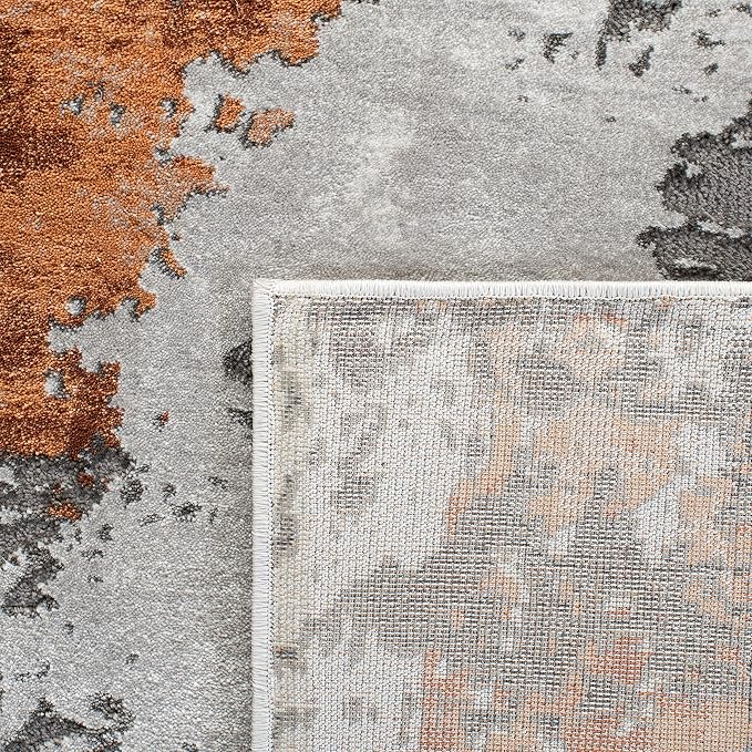 SAFAVIEH Craft Collection Area Rug - 4' Square, Grey & Orange, Modern Abstract Design, Non-Shedding & Easy Care, Ideal for High Traffic Areas in Living Room, Bedroom (CFT820P) - Image 4