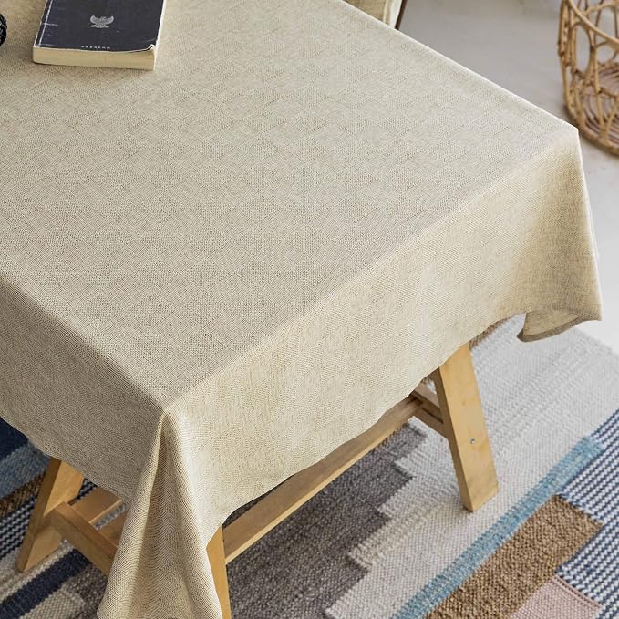 Home Brilliant Table Cloth Tablecloth Farmhouse Burlap Rectangle Tablecloth Party Kitchen Indoor Table Clothes for Dining Table, 52 x 102 inch, Natural Linen - Image 7