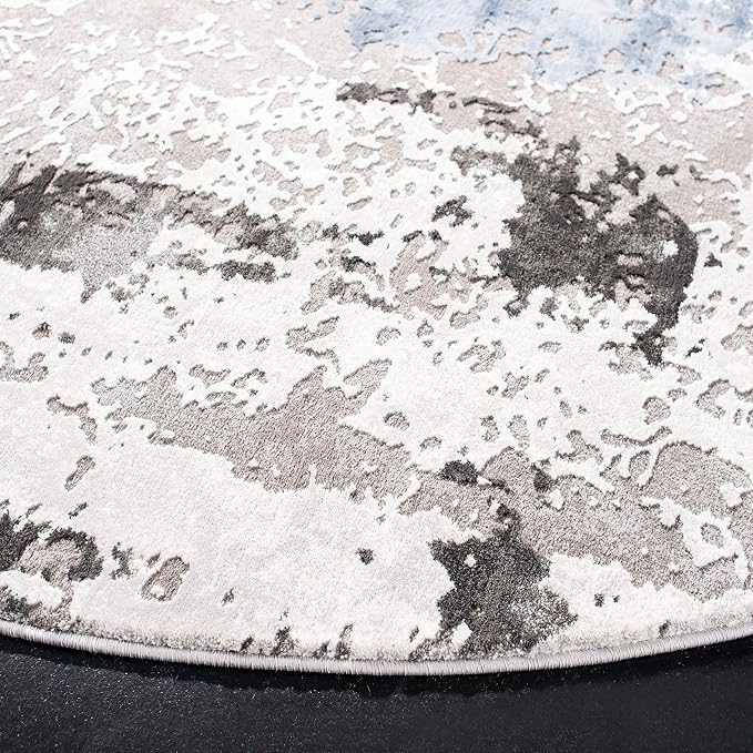 SAFAVIEH Craft Collection Area Rug - 6'7" Round, Grey & Blue, Modern Design, Non-Shedding & Easy Care, Ideal for High Traffic Areas in Living Room, Bedroom (CFT820F) - Image 5