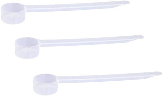 Plastic Measuring Scoop, (1.25 cc | 1/4 teaspoon | 1.25 mL) Long Handle Spoons for Powders, Granules, Coffee, Pet Food, Baking Supplies, Protein and Other Dry Goods, BPA Free (Set of 3)