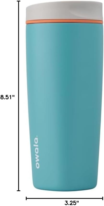 Owala SmoothSip Slider Insulated Stainless Steel Coffee Tumbler, Reusable Iced Coffee Cup, Hot Coffee Travel Mug, BPA Free 20 oz, Grey/Blue (Beachy Breeze) - Image 5