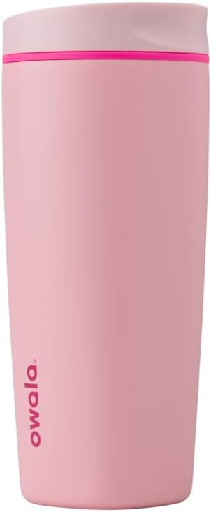 Owala SmoothSip Slider Insulated Stainless Steel Coffee Tumbler, Reusable Iced Coffee Cup, Hot Coffee Travel Mug, BPA Free 20 oz, Pucker Up by Unknown