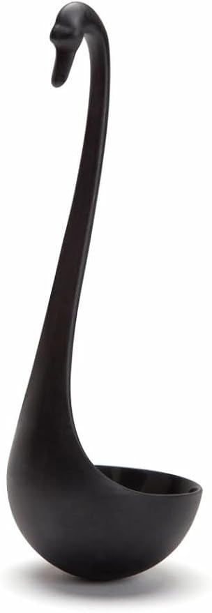 OTOTO Swanky Swan Soup Ladle - Heat Resistant Soup Ladles - Cute Kitchen Accessories, Unique Kitchen Gifts, Fun Cooking Gadgets, Cute gifts (Black) by OTOTO