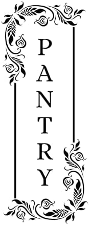 Vertical Pantry Decal/Sticker/Mural with Flower/Floral Pattern - Pantry Sign - Vinyl Wall Art Decal - Kitchen Door Décor (Glossy Black, 36x14 inches) by Unknown