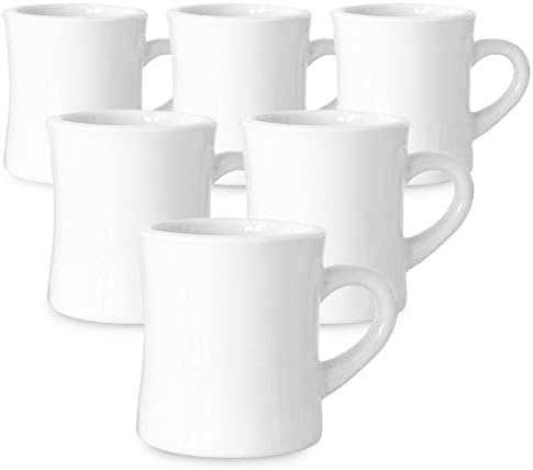 Serami Diner Coffee Mugs – Set of 6 Classic 11oz Ceramic Cups – Thick, Heavy Stoneware – Crisp White Color – Dishwasher & Microwave Safe - Image 2