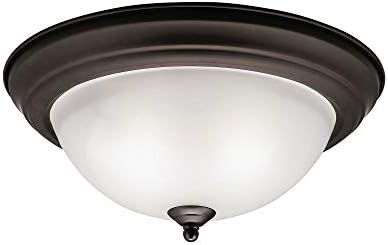 Kichler 14" 2-Light Flush Mount Light, Olde Bronze | Clear satin etched glass complements kitchens, dining rooms, and hallways (14" x 6"), 8112OZ - Image 3