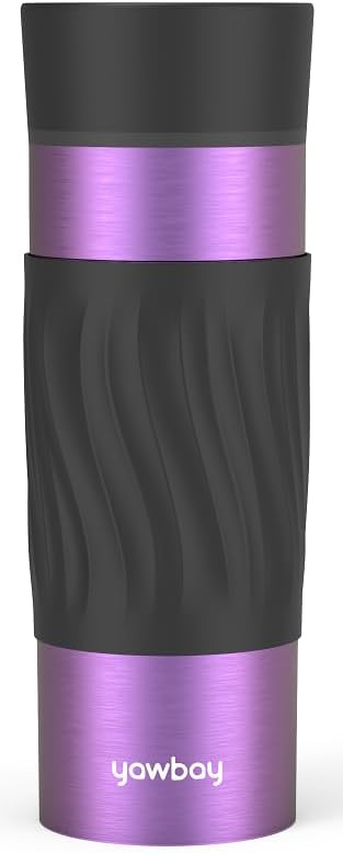 Travel Coffee Mug with 360°Lid, Travel Coffee Tumbler 16 oz Leak Proof, Stainless Steel Insulated Travel Mugs for Hot and Cold Spill Proof(MetPaintViolet) - Image 4