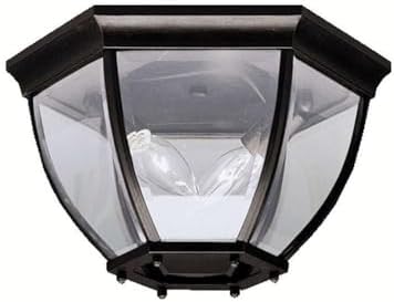 Kichler 12" 2-Light Outdoor Flush Mount Light, Black | Clear beveled glass ceiling light for covered porches and entryways (12" x 7"), 9886BK - Image 5