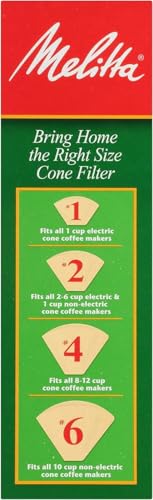 Melitta #4 Natural Brown Cone Coffee Filters – 300 Count (Pack of 3), Fits 8–12 Cup Brewers & Pour Over, Compostable