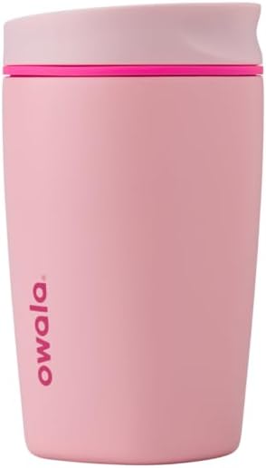 Owala SmoothSip Slider Insulated Stainless Steel Coffee Tumbler, Reusable Iced Coffee Cup, Hot Coffee Travel Mug, BPA Free 12 oz, Pink (Pucker Up) by Unknown