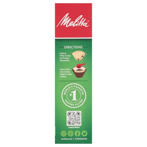 Melitta #4 Natural Brown Cone Coffee Filters – 300 Count (Pack of 3), Fits 8–12 Cup Brewers & Pour Over, Compostable