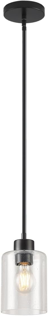 Black Pendant Lights Kitchen Island - Seeded Glass Pendant Light Fixture Multiple Stems Rods 3 Units 12 Inch 3 Units 4 Inch (1 Pack Black Seeded Downrod) by KLSSLighting