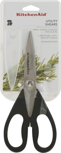 KitchenAid All Purpose Kitchen Shears with Protective Sheath Durable Stainless Steel Scissors, Dishwasher Safe, Soft Grip Comfort Handle, 8.72 Inch, Black - Image 2