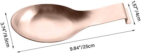 VanlonPro Stainless Steel Spoon Rest, Spatula Ladle Holder, Stainless Steel Utensil Spoon Rest Holder, Brushed Finish, Dishwasher Safe 9.8 x 3.7 Inch (Rose Gold 1PC) - Image 2