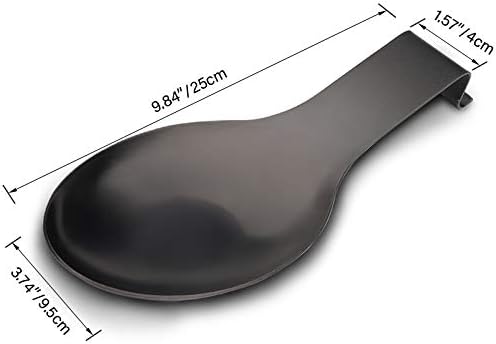 VanlonPro Stainless Steel Spoon Rest, Spatula Ladle Holder, Stainless Steel Utensil Spoon Rest Holder, Brushed Finish, Dishwasher Safe 9.8 x 3.7 Inch (Black 2PCS) - Image 2