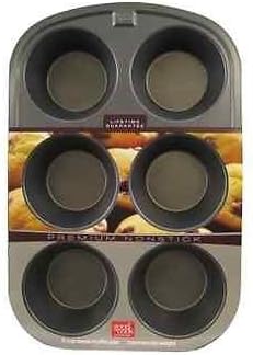 GoodCook Everyday Nonstick Steel Jumbo Texas Muffin Pan, 6-cup, Gray (Pack of 12) by GoodCook