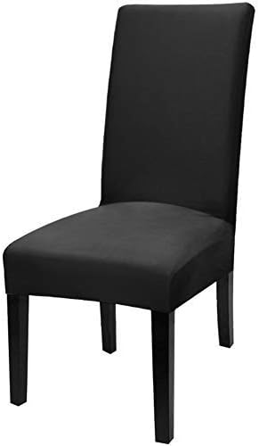 Fuloon 6 Pack Super Fit Stretch Removable Washable Short Dining Chair Protector Cover Seat Slipcover for Hotel, Dining Room, Ceremony, Banquet Wedding Party | Solid Black, Set of 6, Super Fit, Stretch, Removable, Washable, Suits for Hotel, Dining Room,... - Image 6