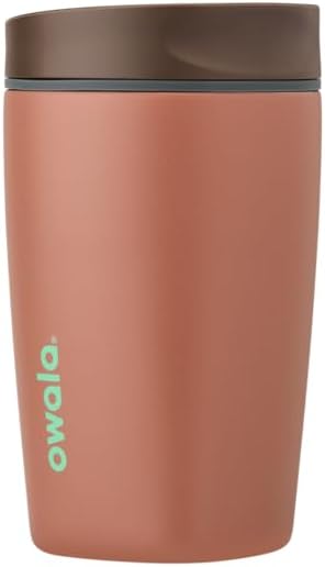 Owala SmoothSip Slider Insulated Stainless Steel Coffee Tumbler, Reusable Iced Coffee Cup, Hot Coffee Travel Mug, BPA Free 12 oz, Grey/Brown (Cozy Cocoa) by Unknown