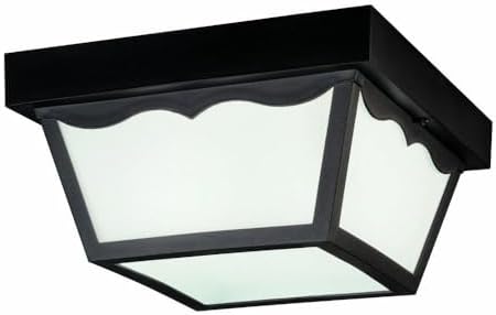 Kichler 10.5" 2-Light Outdoor Flush Mount Light, Black | Damp-rated outdoor ceiling light with frosted glass for porches and patios (10.5" x 5.5"), 9322BK - Image 3