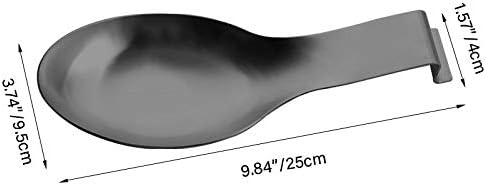 VanlonPro Stainless Steel Spoon Rest, Spatula Ladle Holder, Stainless Steel Utensil Spoon Rest Holder, Brushed Finish, Dishwasher Safe 9.8 x 3.7 Inch (Black 1PC) - Image 2