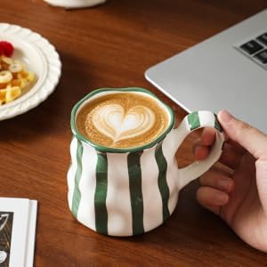 Ceramic Mug,14 oz Cute Mug,Ceramic Coffee Cup,Diner Mug,Espresso Mug,Pretty Mug,Hand-Painted Coffee Cup (Green) - Image 6