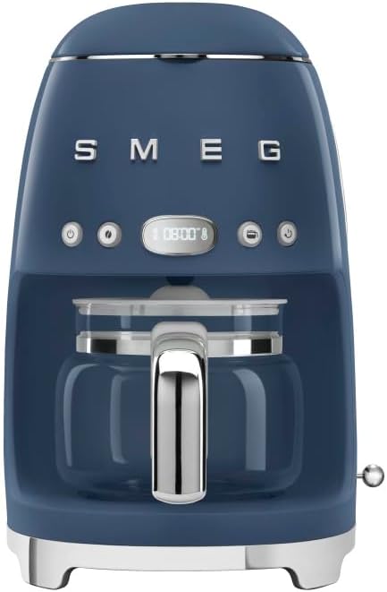 Smeg 50's Retro Style Aesthetic Drip Coffee Machine with 10 Cup Glass Carafe, Auto Start Feature, Keep Warm Plate, and Two Coffee Strength Settings (Navy Blue) by Unknown