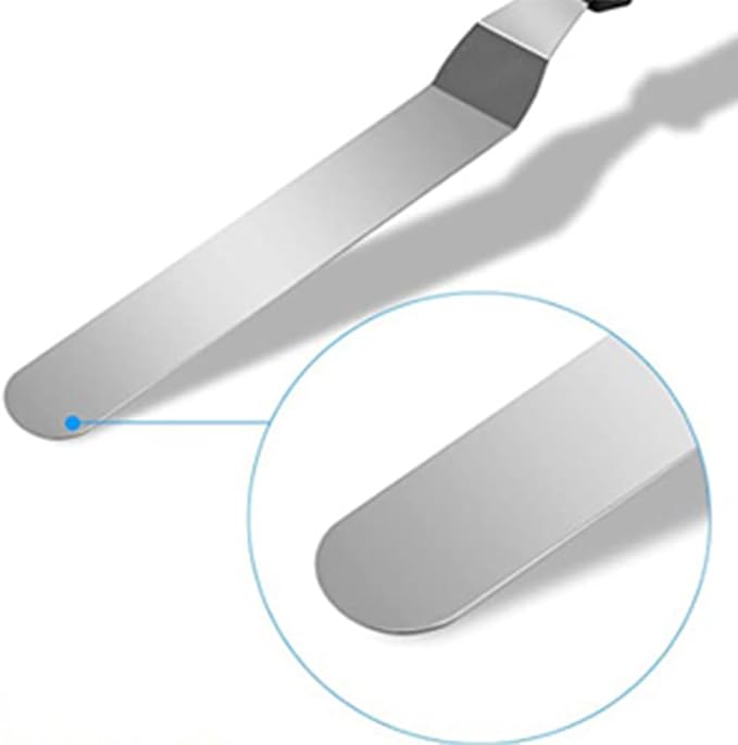 Offset Cake Icing Spatula Set of 4- Professional Stainless Steel Cake Decorating Spatulas, 4"-6"-8"-10" Flexible Resistant Blade with Wooden Handle