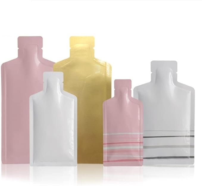 NATX 100Pcs Bottle Shape Open Top Aluminum Foil Pouch Package Bag with Tear Notch Portable Cute Bottle Shape Food Preservation Smell Proof Packaging Pouches (Gold, 2.9×5.1in (7.5×13cm)) - Image 5
