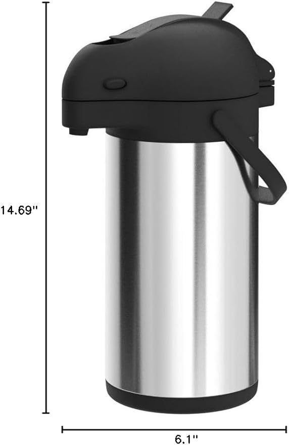 Cresimo Coffee Carafe with Pump - 102oz / 3L Airpot 12 Hours Large Hot Water Carafe, Cocoa Dispenser for Parties - Tea Flask, Insulated Stainless Steel Airpots for Hot Beverage Dispenser -Coffee Pump