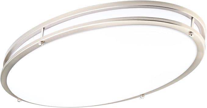DAKASON 24Inch Oval LED Flush Mount Ceiling Light, 40W Large LED Light Fixture Ceiling for Kitchen/Living Room, 3500K/4000K/5000K Dimmable, Modern Low-Profile for Dining Room/Laundry, Brushed Nickel by DAKASON