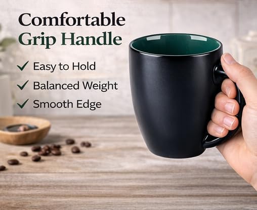 GBhome 16oz Coffee Mugs Set of 6, Large Ceramic Coffee Mugs for Man, Woman, Dad, Mom, Modern Coffee Mugs Set with handle for Tea/Latte/Cappuccino/Milk/Cocoa. Dishwasher&Microwave Safe,Green - Image 9