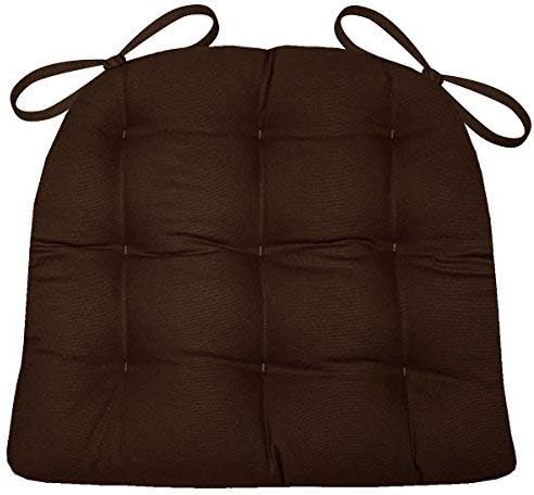 Barnett Home Decor Cotton Duck Brown Dining Chair Pad with Ties - Medium Size 18 Chair Cushion - Latex Foam Fill - Machine Washable, Reversible, Solid Color, 100% Cotton, Made in USA by BarnettHomeDecor