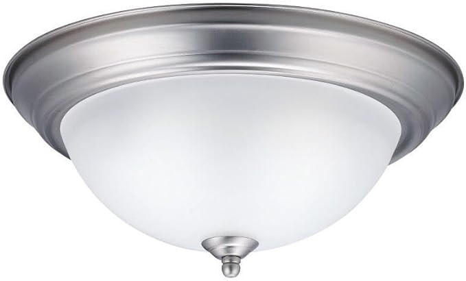 Kichler 13.25" 2-Light Flush Mount Light, Brushed Nickel | Satin-etched glass diffuser delivers balanced ambient lighting (13.25" x 6"), 8112NI by KichlerLighting