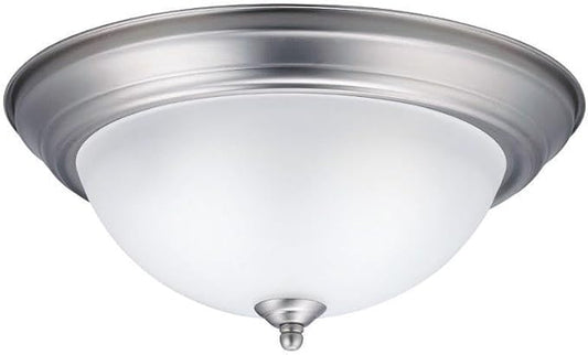 Kichler 13.25" 2-Light Flush Mount Light, Brushed Nickel | Satin-etched glass diffuser delivers balanced ambient lighting (13.25" x 6"), 8112NI by KichlerLighting