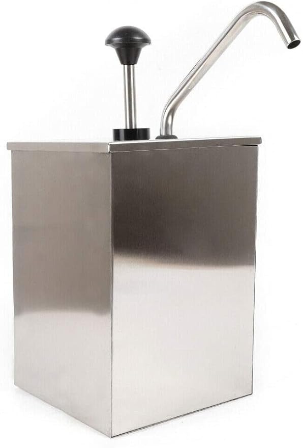 Sauce Dispenser Pump, Commercial Stainless Steel Condiment Pump Station, 4.2Quart Condiment Pump Dispenser for Ketchup Dressing Syrup