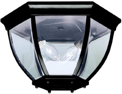 Kichler 12" 2-Light Outdoor Flush Mount Light, Black | Clear beveled glass ceiling light for covered porches and entryways (12" x 7"), 9886BK - Image 4
