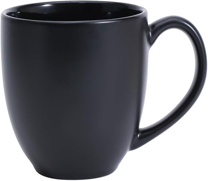 Amazon Basics 12-Pack Matte Black Ceramic Coffee Mug, 16 ounces, Microwave and Dishwasher Safe, Stoneware, Commercial-Grade - Image 4