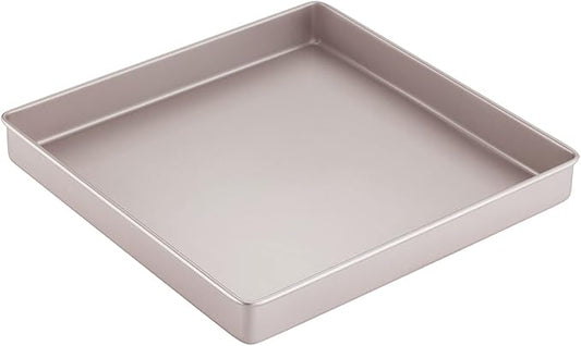 CHEFMADE 11-Inch Baking Sheet Pan, Non-Stick & Dishwasher Safe Square Jelly Roll Bakeware for Oven Roasting Meat Bread Battenberg Pizzas Pastries 11.2" x 11.2" x 1.4" (Champagne Gold) by CHEFMADE