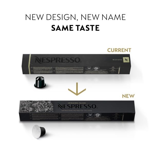 Nespresso Capsules Original Line, Ristretto Intenso, Dark Roast Coffee, 50 Count Coffee Pods