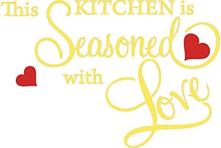 Picniva Yellow 22'' X 31'' This Kitchen is Seasoned with Love Wall Quote Sticker by Picniva