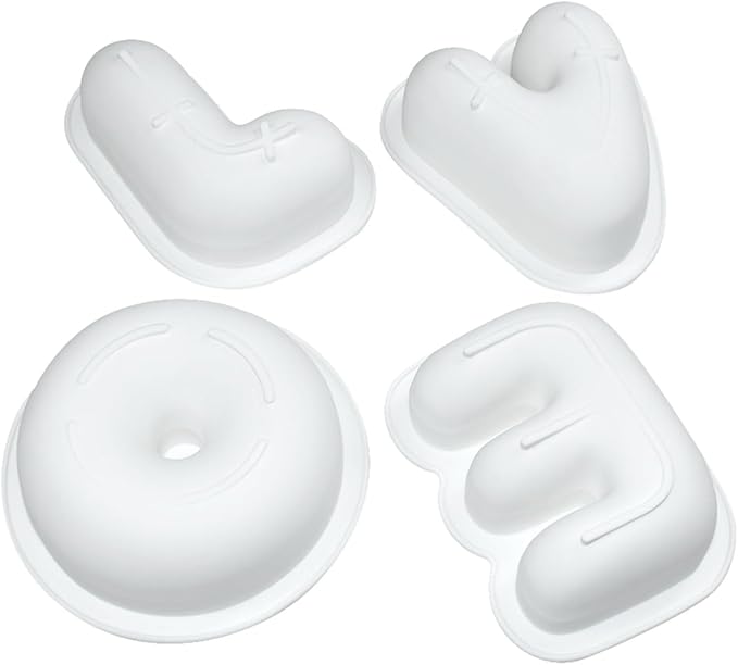 mostsom 4pcs Love Shape Nonstick Baking Molds, Silicone Muffin Pan BPA Free Easy Clean Candy & Chocolate Molds for Cakes, Mousse, Fondant Mould, French Desserts, Pastry (D_ LOVE)