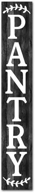 8"x63" Black Wood Rustic/Farmhouse Pantry Sign for Hanging Kitchen Wall Art Decor by Sokomurg