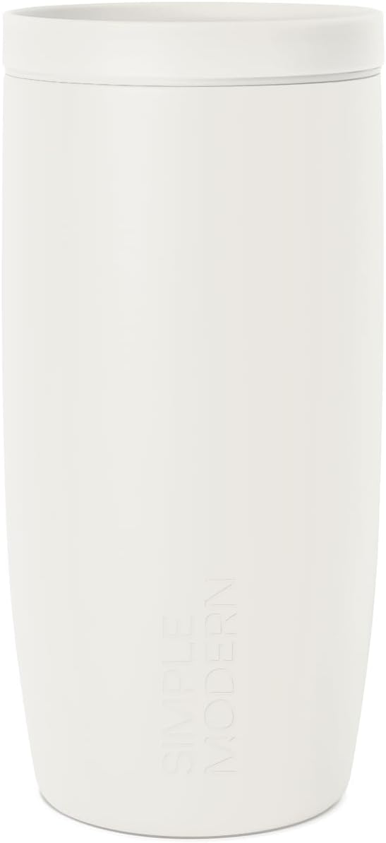 Simple Modern Insulated Travel Coffee Mug 360° Lid | 16oz | Cream | Voyager Ceramic-Lined Insulated Stainless Steel Coffee Tumbler, Iced Coffee Cup, Mug with Lid | Fits Cupholder, Cream by Unknown