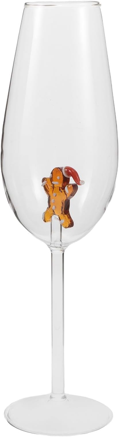 Zerodeko Christmas Wine Glasses: Decorative Glass Wine Goblet for Bar Pub | Xmas Gingerbread Man Drinkware Cocktail Glassware for Christmas Parties Hosting by Zerodeko