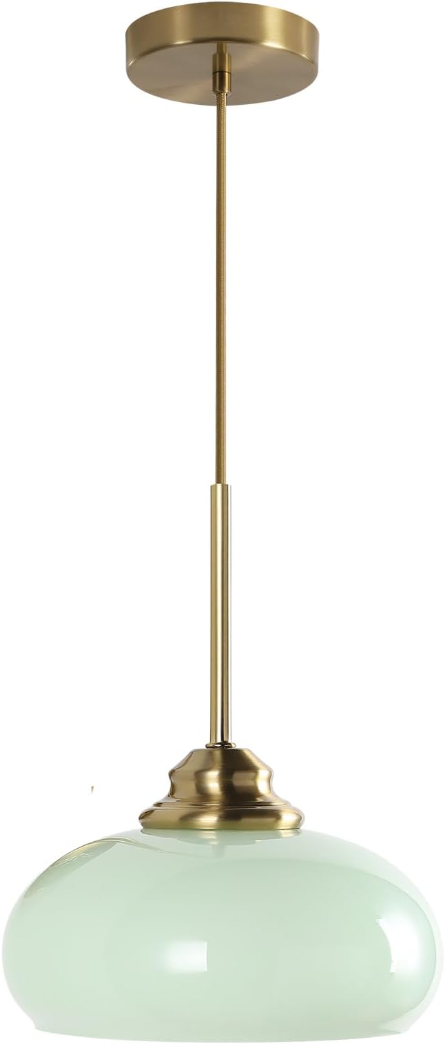 KCO Lighting Nordic Green Glass Pendant Light Dining Room Hanging Light Fixture Gold Brass Mid Century Modern Kitchen Island Lights by KCOLighting