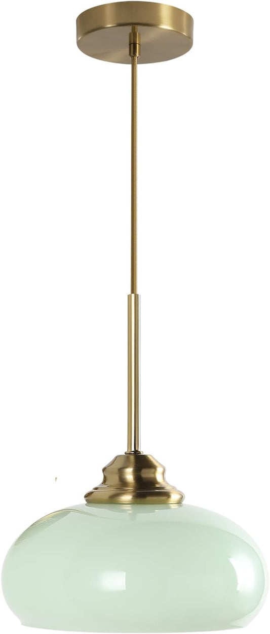KCO Lighting Nordic Green Glass Pendant Light Dining Room Hanging Light Fixture Gold Brass Mid Century Modern Kitchen Island Lights by KCOLighting