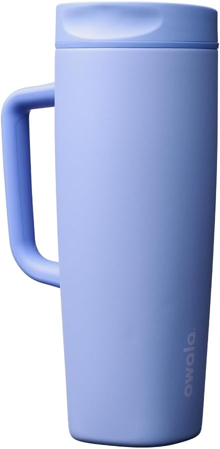 Owala SmoothSip Slider Stainless Steel Insulated Travel Mug with Handle, 100% Leak Proof, For Hot and Cold Drinks, Travel Friendly with Sliding Lock Lid, 24 oz, BPA Free, Leak Proof, Out of the Blue by Unknown
