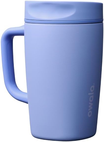 Owala SmoothSip Slider Stainless Steel Insulated Travel Mug with Handle, 100% Leak Proof, For Hot and Cold Drinks, Travel Friendly with Sliding Lock Lid, 12 oz, BPA Free, Leak Proof, Out of the Blue by Unknown