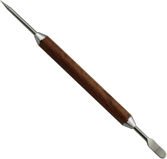 Stainless Steel Coffee Art Pen Coffee Fancy Stitch Barista Tool Coffee Latte Needle with Wood Handle Stainless Steel Coffee Fancy Needle Latte Art Pen for DIY Coffee Decor