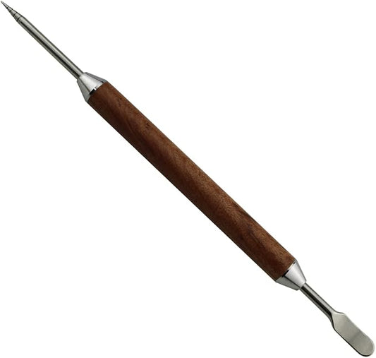 Stainless Steel Coffee Art Pen Coffee Fancy Stitch Barista Tool Coffee Latte Needle with Wood Handle Stainless Steel Coffee Fancy Needle Latte Art Pen for DIY Coffee Decor
